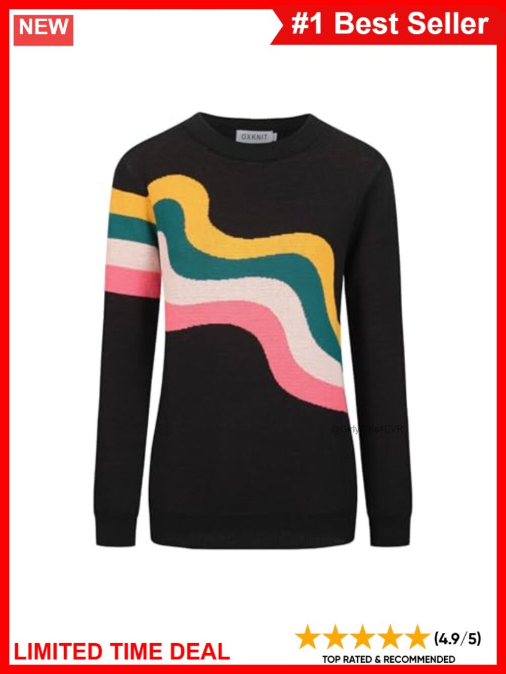 OXKNIT Women's Retro Knit Long Sleeve T-Shirt
